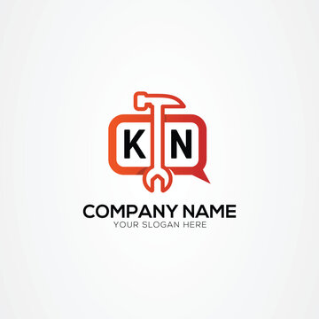 Letter KN Logo With Services Icon or Chat Logo Isolated Vector Illustration