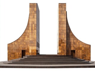 Aufkleber - A set of stairs leading up to the top of a building, perfect for architectural or cityscape images