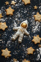 Poster - Astronaut surrounded by cookies in space, great for food or space themed projects