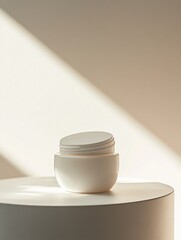Poster - A simple white bowl sits on a clean white table, perfect for use as a prop in various settings