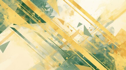 Poster - A vibrant composition features bold yellow and green hues intersecting at various angles, creating a lively atmosphere