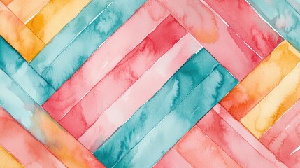Poster - This vibrant design features diagonal stripes painted in pastel colors of pink, blue, and yellow