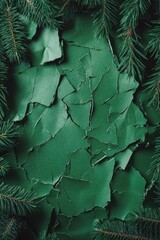 Poster - A close-up shot of green paint applied to the bark of a pine tree, ideal for use in design and illustration projects