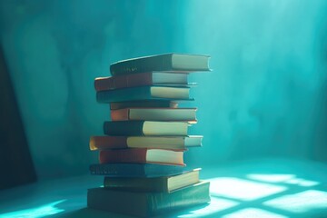 Poster - A stack of books sitting on a table
