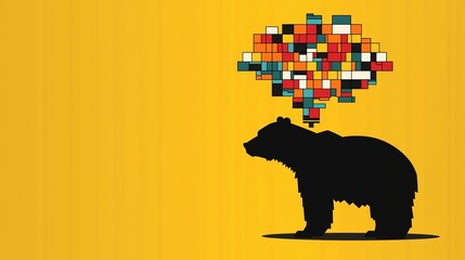 Poster - Bear Silhouette with Colorful Thought Bubble Representing AI Powered Marketing Tools