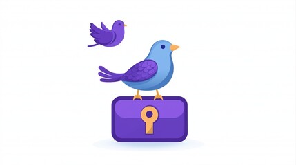 Poster - Colorful Pigeon Flying Through Computer Layers with Encrypted Data and VPN Concept Illustration