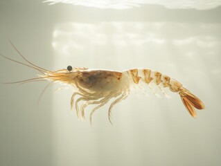 Poster - A single shrimp floating on the surface of the water