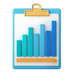 Poster - 3D render of a clipboard with a bar chart showing growth.