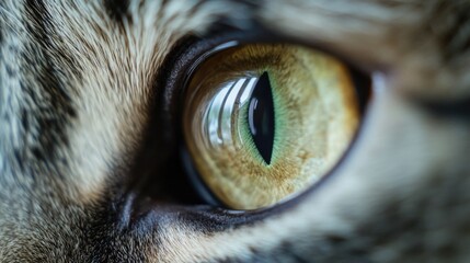 Poster - A close-up shot of a cat's eye with bright, curious gaze