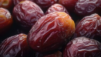 Poster - A close-up shot of a bunch of juicy red dates