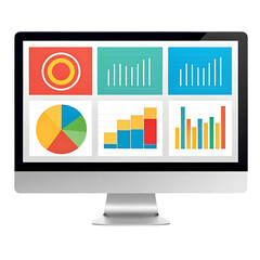 Poster - Colorful data charts on a computer screen.