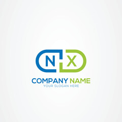 Fototapete - Minimal Monogram Letter NX Medicine Logo Elements