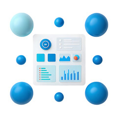 Poster - 3D illustration of a data dashboard with connected spheres.