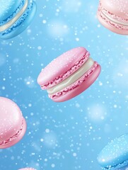 Aufkleber - A bunch of colorful macarons flying through the air, perfect for advertising or adding whimsy to your design