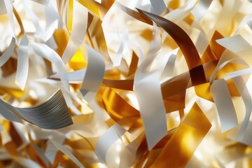 Poster - White and gold paper streamers used for decorations, events, parties