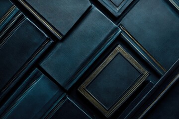 Aufkleber - A close-up shot of a blue wooden wall with intricate patterns and textures