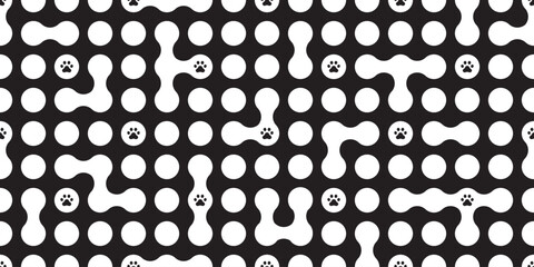 Wall Mural - dog paw seamless pattern polka dot cat footprint vector pet puppy kitten cartoon doodle french bulld