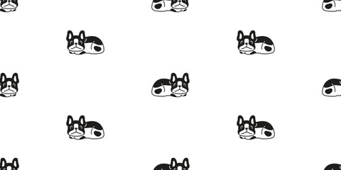 Wall Mural - dog seamless pattern french bulldog puppy crouching sitting cartoon doodle pet tile background gift 