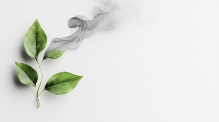 Poster - Smoke Transforming into Leaves on Minimal White Background
