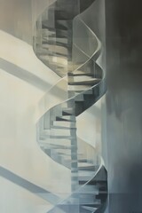 Poster - A spiral staircase in an interior room with warm lighting and rich colors