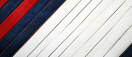Poster - Close-up view of a red, white, and blue tie with subtle texture