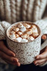 Poster - A person holds a warm cup of hot chocolate with marshmallows