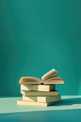 Poster - A pile of books stacked high