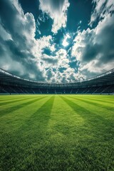 Poster - Soccer game scene with a cloudy day