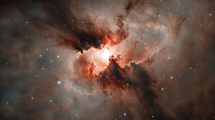 cosmic dust cloud in space emitting light, creating nebula, background for science visuals