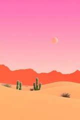 Wall Mural - minimal retro collage of desert landscape outdoors scenery.
