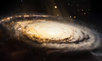 Wall Mural - a smooth black background with a faint galaxy effect and stars