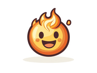 Poster - Smiling cartoon flame character with orange and yellow gradients on a transparent background. Pixel art style
