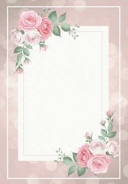 Elegant Floral Border with Blank Space Perfect for Wedding Invitations or Announcements