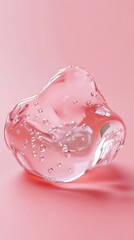 Poster - Abstract Pink Background with a Transparent Gellike Substance Containing Air Bubbles