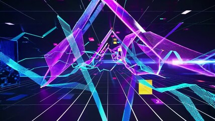 Poster - Futuristic Data Stream Visualization with Dynamic Elements and Abstract Patterns