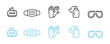 © mohamad - personal protection equipment icons - medical mask, latex gloves, soap, dispenser, protective glasses. Coronavirus, covid 19 prevention items. Line, outline symbols