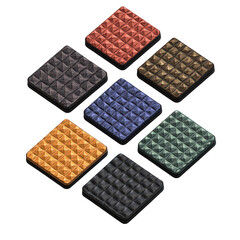 Poster - Colorful Geometric Tiles with 3D Pyramid Patterns on Black Background