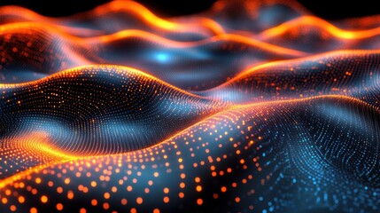 Fototapete - Dynamic wave patterns digital visualization abstract art studio environment close-up view modern aesthetic