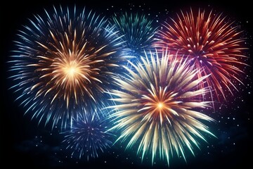 Wall Mural - fireworks are lit up in the night sky with a black background