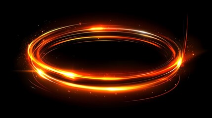 Poster - abstract dynamic orange light trails on black background for creative design