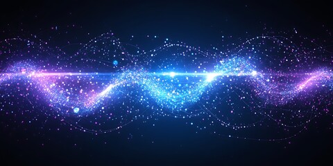 Aufkleber - Abstract Particle Waveform with Shining Glitters and Vibrant Color Gradients