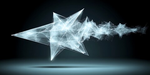 Aufkleber - Abstract polygon network with gleaming lights on dark background with shadow