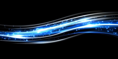 Aufkleber - Energetic blue light trails with glowing particles on a dark background
