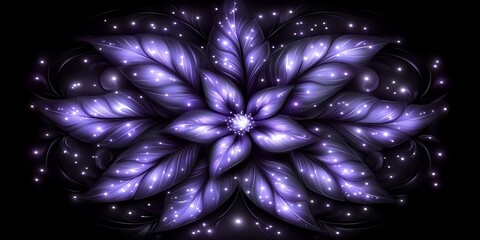 Poster - Ethereal purple bloom with sparkling particles on a dark backdrop illustration