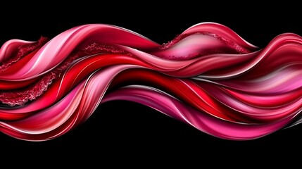 Poster - luxurious ribbon of red shades, elegant flow on black backdrop rendering