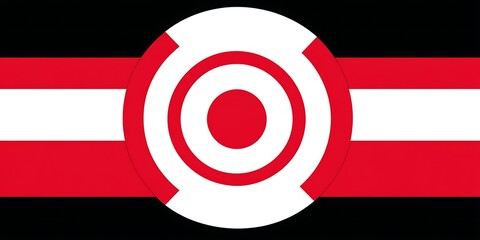 Aufkleber - Striking Red, White, and Black Abstract Composition with Concentric Circles