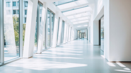 Poster - abstract room, white corridor space of trapezoidal shape. contemporary construction, 3d render archi