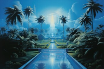 Wall Mural - black and light blue gradient architecture reflection outdoors.