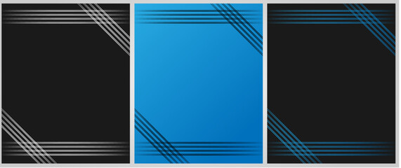 Poster - Cover background set | Frame background | Abstract cover design with creative line pattern shape for corporate, futuristic, decoration, texture | Elegant premium vector design with white-blue color