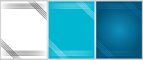 Poster - Cover background set | Frame background | Abstract cover design with creative line pattern shape for corporate, futuristic, decoration, texture | Elegant premium vector design with blue-white color